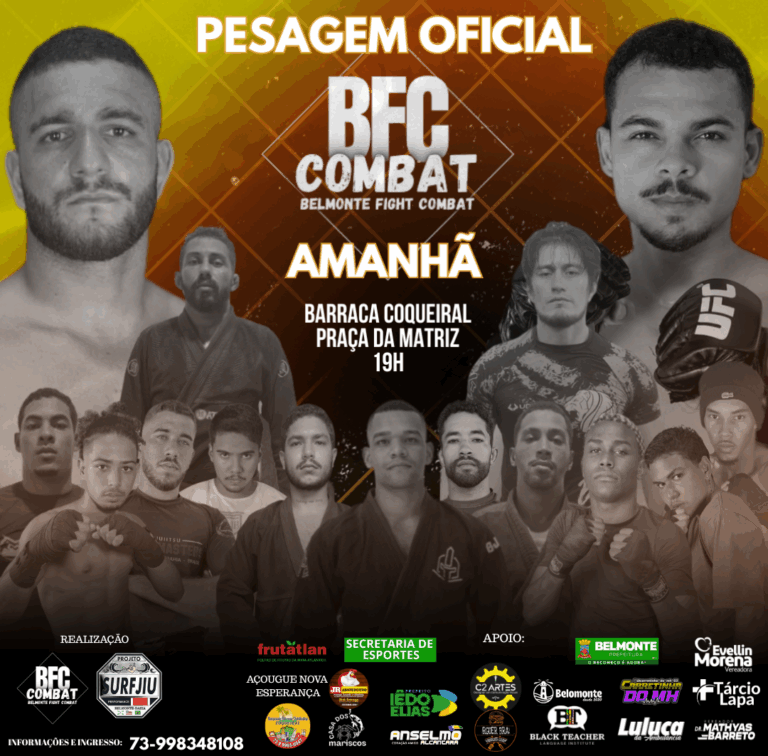 Belmonte se prepara para o combate: Pesagem oficial do BFC Combat acontece nesta sexta-feira